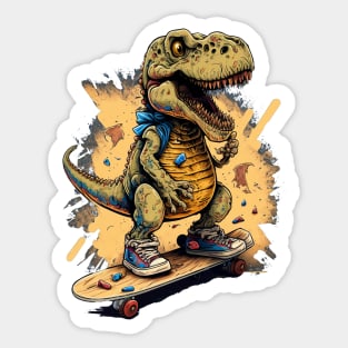 Skateboarding T-rex Dinosaur Sticker